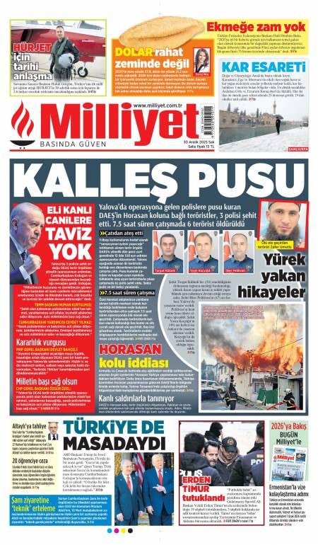 30 Aralık 2025 Milliyet Gazetesi Manşetleri