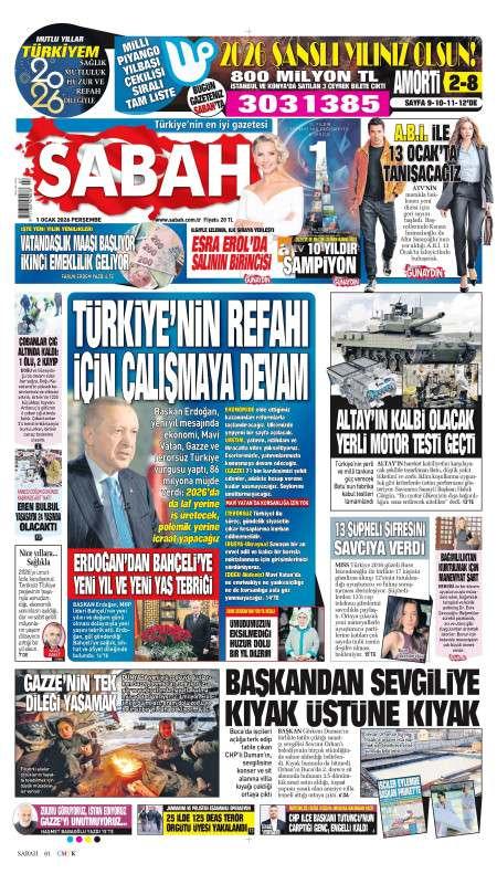 01 Ocak 2026 Sabah Gazetesi Manşetleri