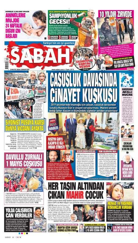 02 Mayıs 2026 Sabah Gazetesi Manşetleri