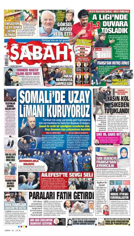 07 Ekim 2026 Sabah Gazetesi Manşetleri