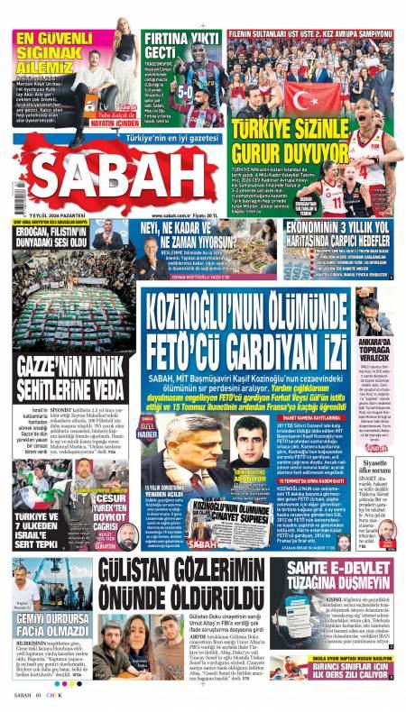 07 Eylül 2026 Sabah Gazetesi Manşetleri