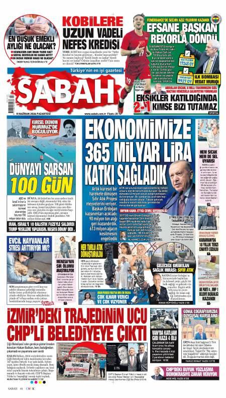 08 Haziran 2026 Sabah Gazetesi Manşetleri