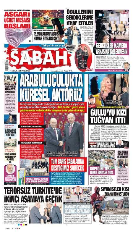 13 Aralık 2025 Sabah Gazetesi Manşetleri