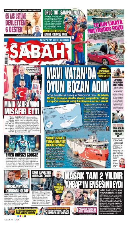 23 Temmuz 2026 Sabah Gazetesi Manşetleri