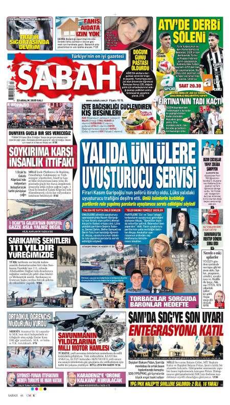 23 Aralık 2025 Sabah Gazetesi Manşetleri