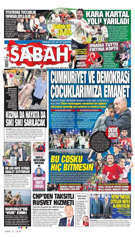 24 Nisan 2026 Sabah Gazetesi Manşetleri