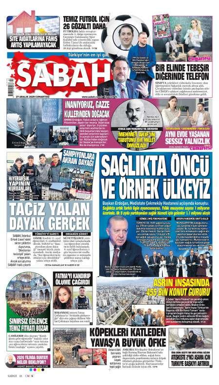 28 Aralık 2025 Sabah Gazetesi Manşetleri