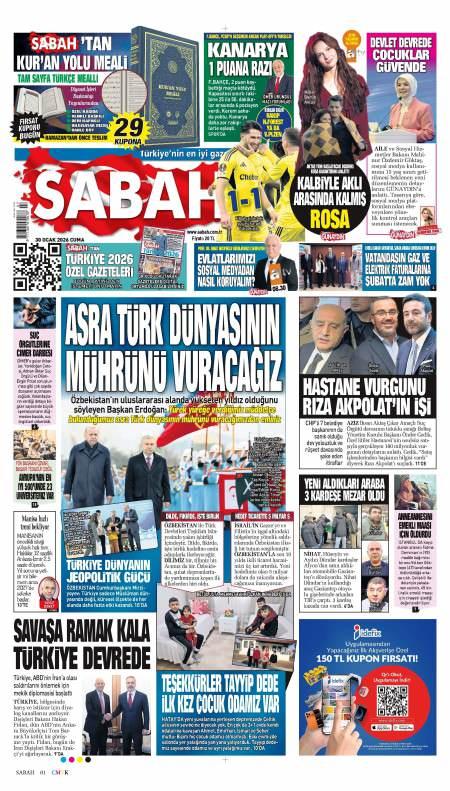 30 Ocak 2026 Sabah Gazetesi Manşetleri