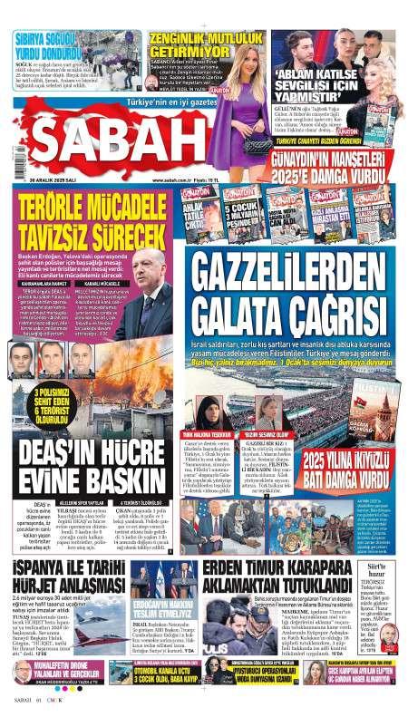 30 Aralık 2025 Sabah Gazetesi Manşetleri