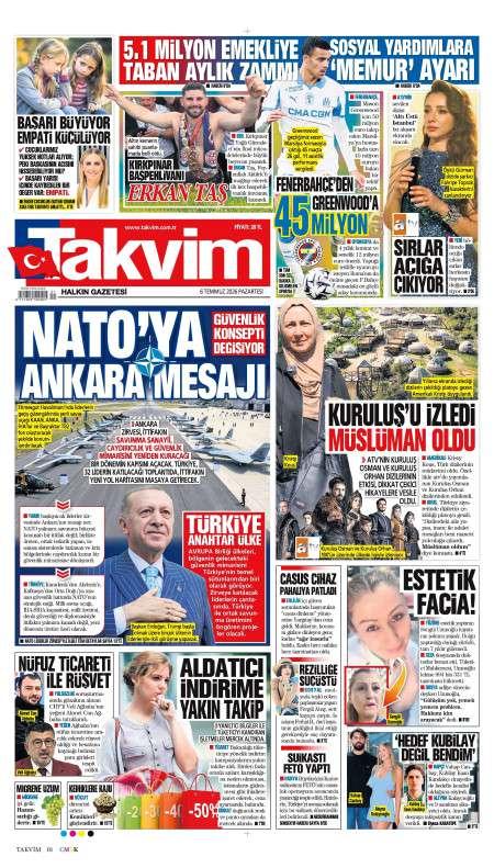 06 Temmuz 2026 Takvim Gazetesi Manşetleri