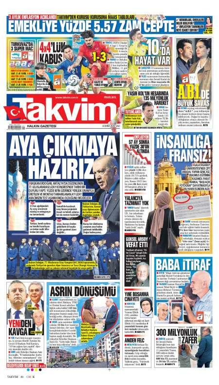 07 Ekim 2026 Takvim Gazetesi Manşetleri