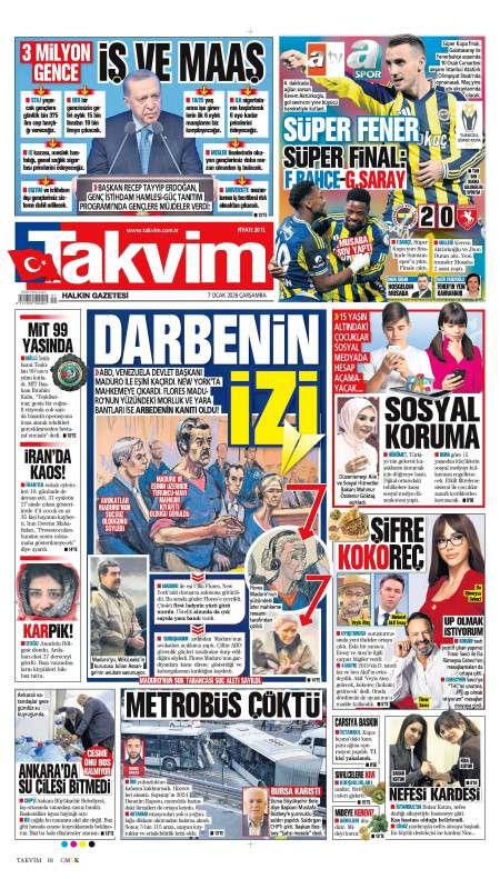 07 Ocak 2026 Takvim Gazetesi Manşetleri