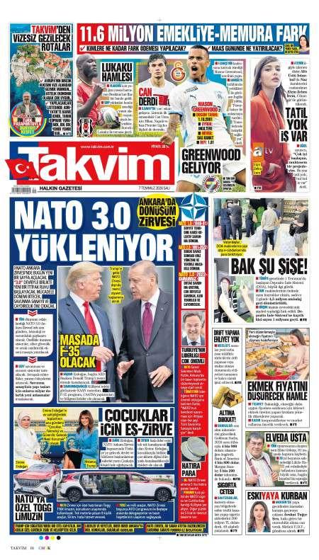 07 Temmuz 2026 Takvim Gazetesi Manşetleri