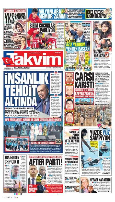08 Haziran 2026 Takvim Gazetesi Manşetleri