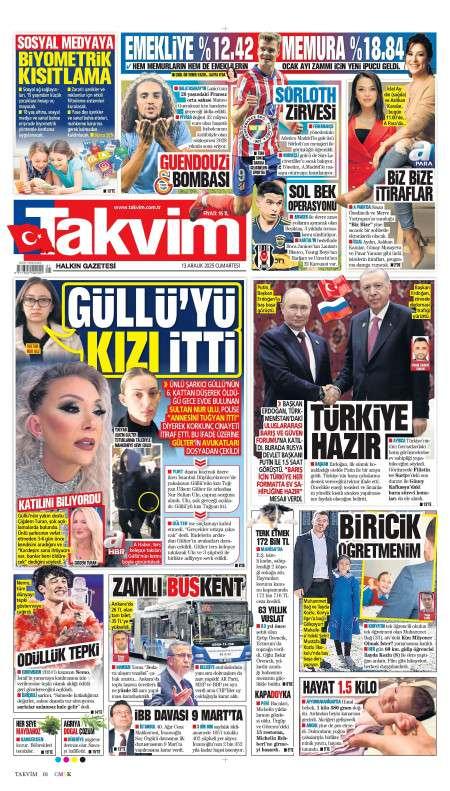 13 Aralık 2025 Takvim Gazetesi Manşetleri