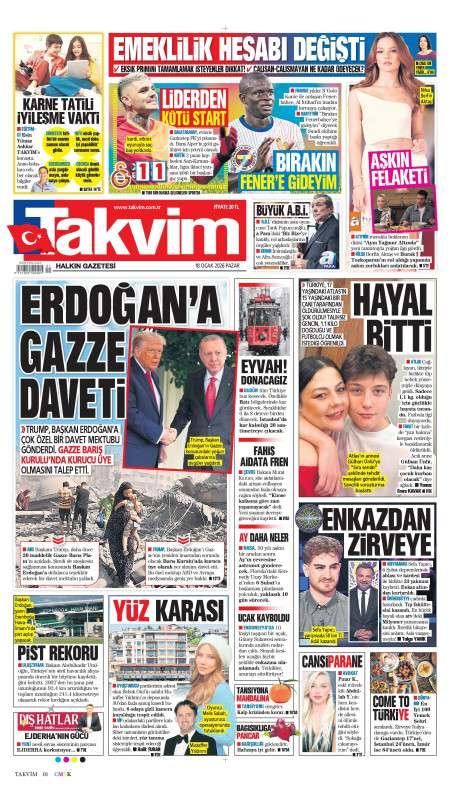 18 Ocak 2026 Takvim Gazetesi Manşetleri