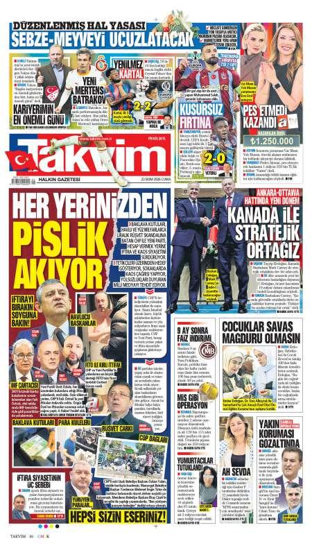 23 Ekim 2026 Takvim Gazetesi Manşetleri