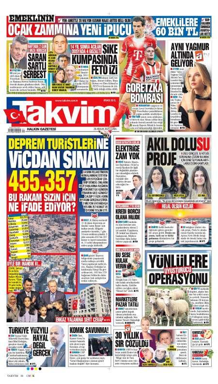 26 Aralık 2025 Takvim Gazetesi Manşetleri