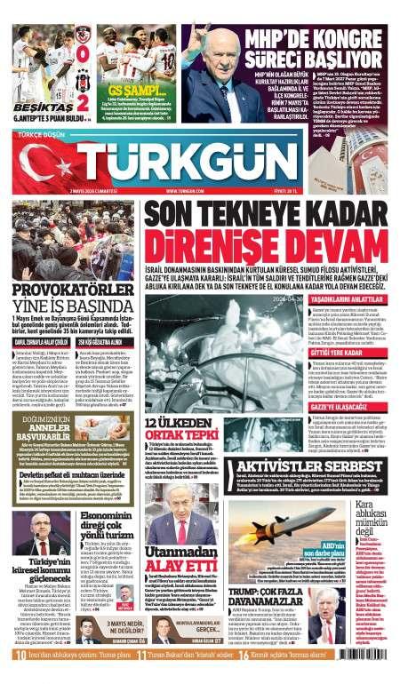 02 Mayıs 2026 Türkgün Gazetesi Manşetleri
