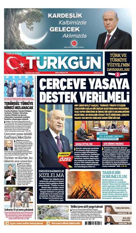 03 Ağustos 2026 Türkgün Gazetesi Manşetleri