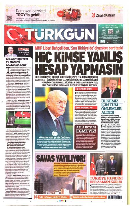 05 Mart 2026 Türkgün Gazetesi Manşetleri