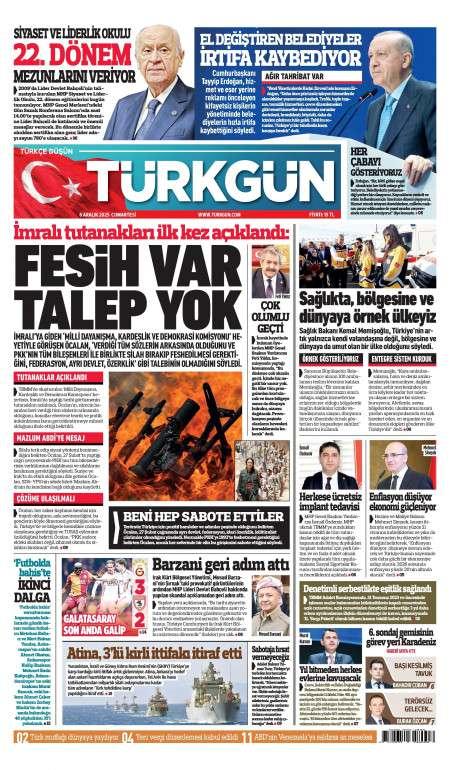 06 Aralık 2025 Türkgün Gazetesi Manşetleri