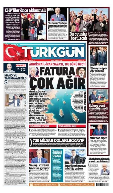 08 Haziran 2026 Türkgün Gazetesi Manşetleri