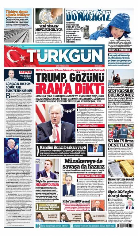 13 Ocak 2026 Türkgün Gazetesi Manşetleri