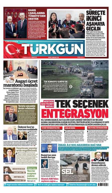 13 Aralık 2025 Türkgün Gazetesi Manşetleri