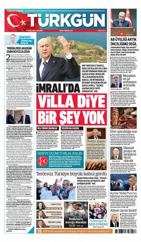 17 Eylül 2026 Türkgün Gazetesi Manşetleri