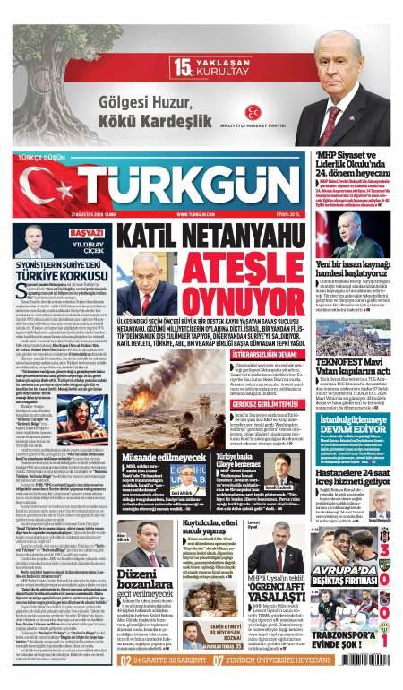 21 Ağustos 2026 Türkgün Gazetesi Manşetleri