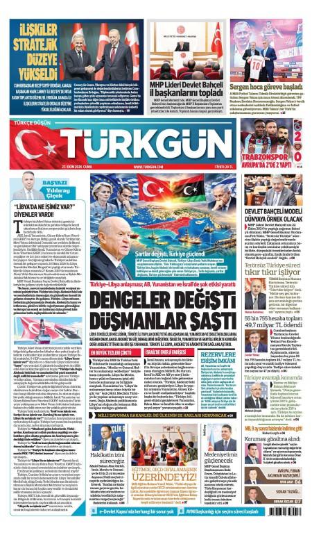 23 Ekim 2026 Türkgün Gazetesi Manşetleri