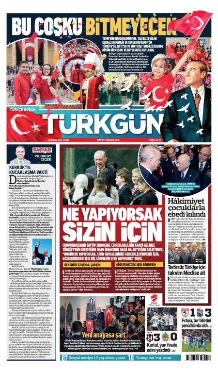 24 Nisan 2026 Türkgün Gazetesi Manşetleri