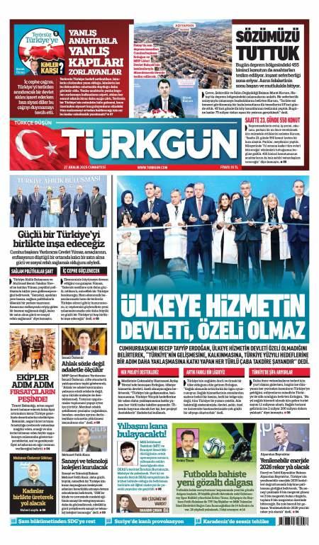 28 Aralık 2025 Türkgün Gazetesi Manşetleri