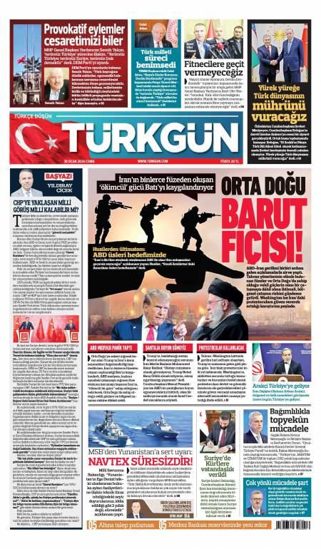 30 Ocak 2026 Türkgün Gazetesi Manşetleri