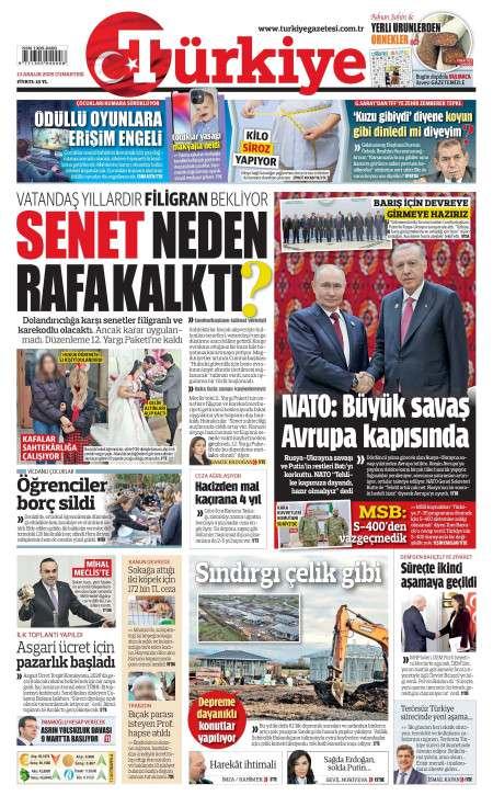 13 Aralık 2025 Türkiye Gazetesi Manşetleri