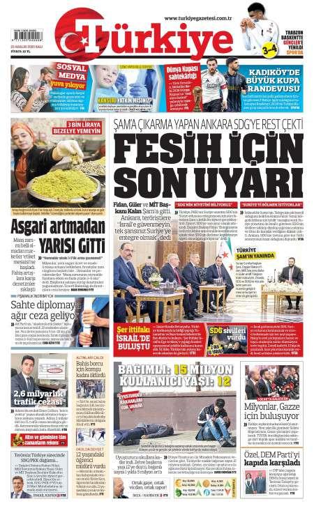 23 Aralık 2025 Türkiye Gazetesi Manşetleri