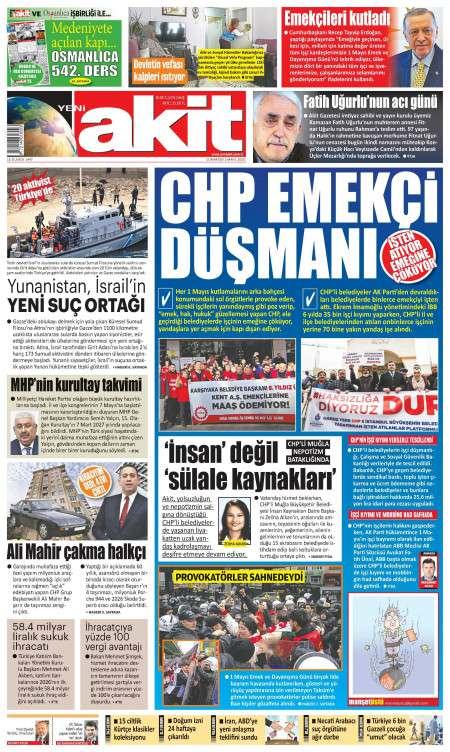 02 Mayıs 2026 Yeni Akit Gazetesi Manşetleri