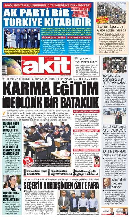 03 Ağustos 2026 Yeni Akit Gazetesi Manşetleri