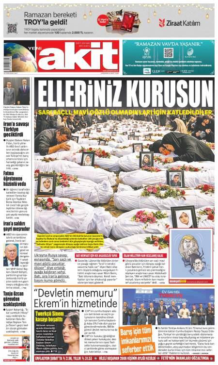 05 Mart 2026 Yeni Akit Gazetesi Manşetleri