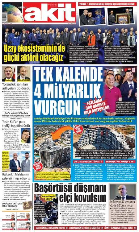 07 Ekim 2026 Yeni Akit Gazetesi Manşetleri