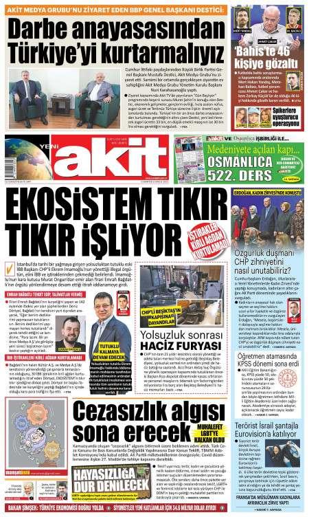 06 Aralık 2025 Yeni Akit Gazetesi Manşetleri