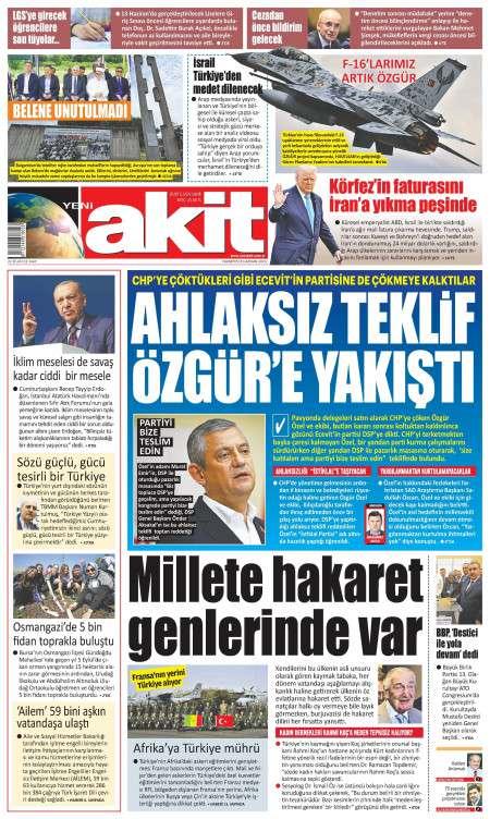 08 Haziran 2026 Yeni Akit Gazetesi Manşetleri