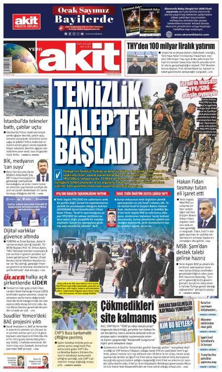 10 Ocak 2026 Yeni Akit Gazetesi Manşetleri