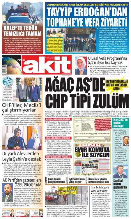 11 Ocak 2026 Yeni Akit Gazetesi Manşetleri