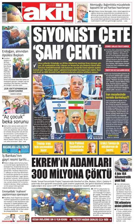 13 Ocak 2026 Yeni Akit Gazetesi Manşetleri