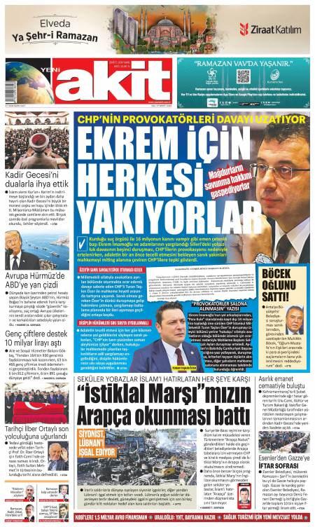 17 Mart 2026 Yeni Akit Gazetesi Manşetleri