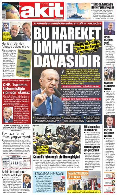 21 Mayıs 2026 Yeni Akit Gazetesi Manşetleri