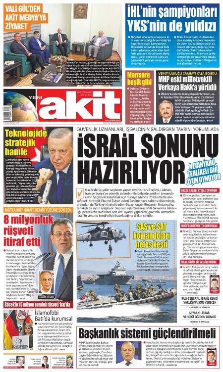 21 Ağustos 2026 Yeni Akit Gazetesi Manşetleri