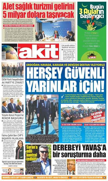 22 Aralık 2025 Yeni Akit Gazetesi Manşetleri